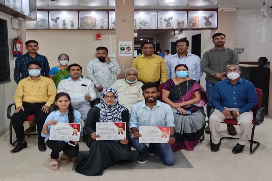 Winner of Best Paper presentation Felicitated by Honourable member Harshe Anna and Principal Dr.A.V.Tejankar